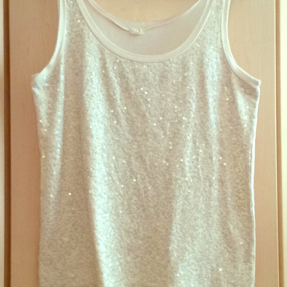 J Crew sequin front tank top “husband beater” Lg